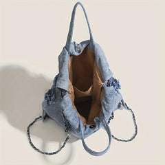 Butterfly Denim Drawstring Backpack Y2K Rucksack