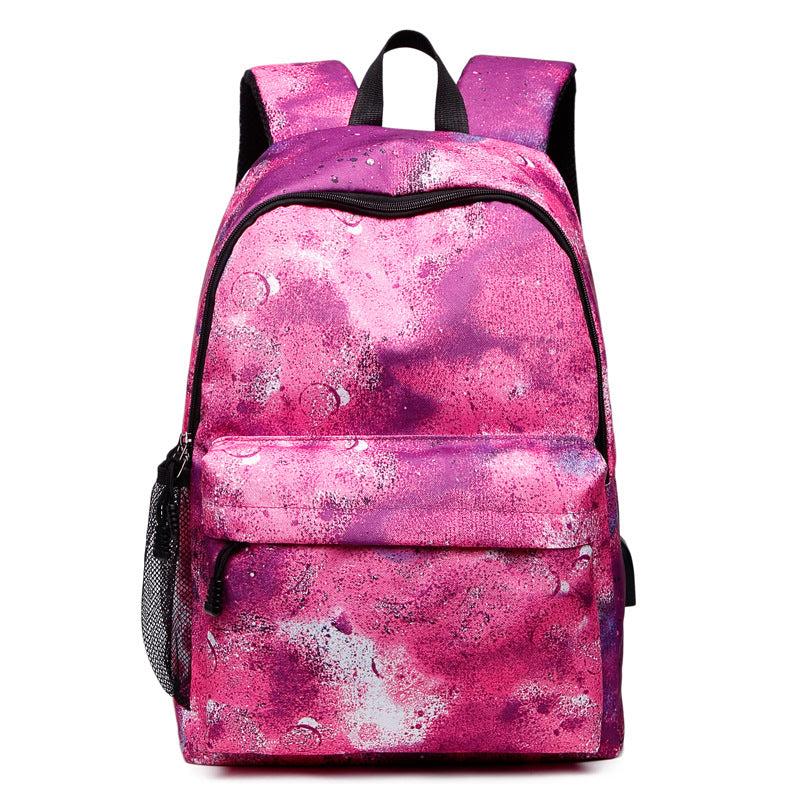 Stylish Pattern Zipper Backpack Large Capacity Rucksack