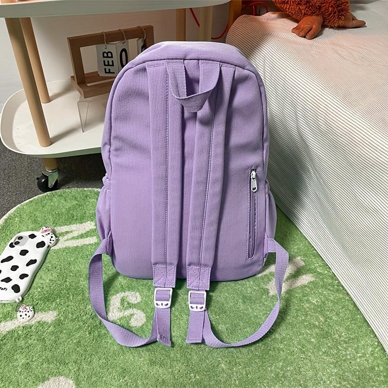 Chenille Letter Pattern Travel Backpack Women's Preppy School Daypack