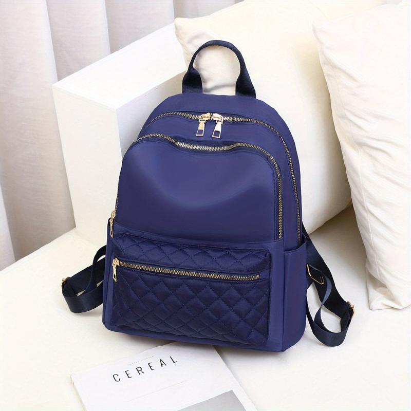 Argyle Quilted Backpack Student Schoolbag for Travel & Work