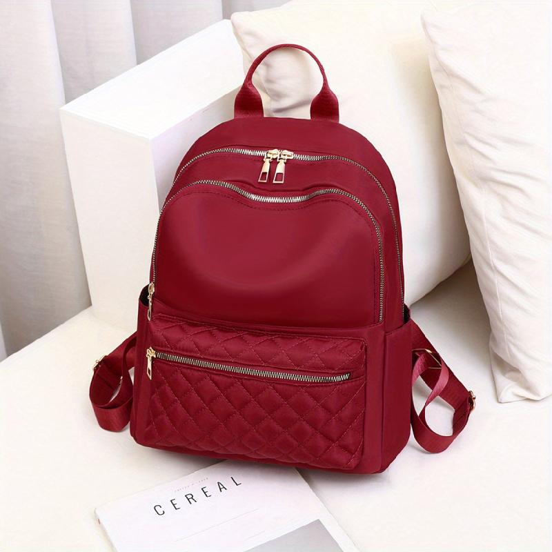 Argyle Quilted Backpack Student Schoolbag for Travel & Work
