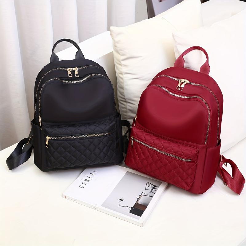 Argyle Quilted Backpack Student Schoolbag for Travel & Work