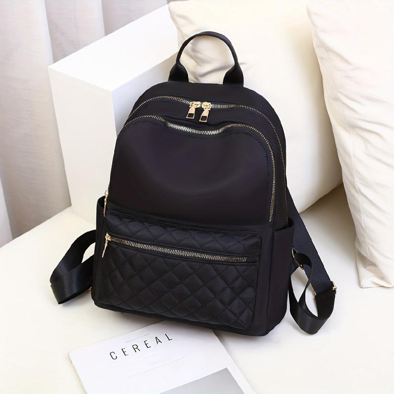Argyle Quilted Backpack Student Schoolbag for Travel & Work