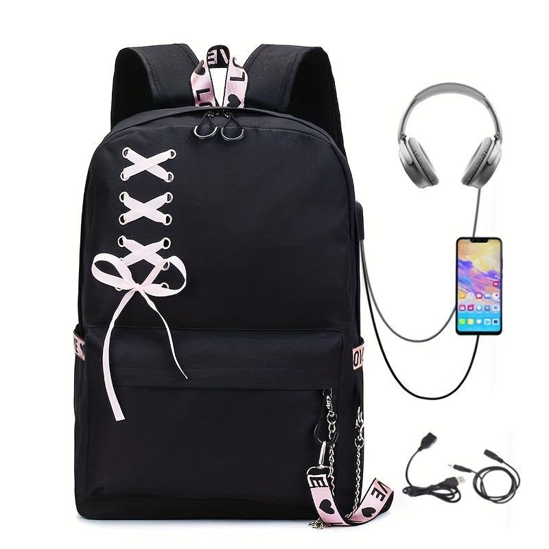 Large Capacity Canvas Travel Backpack with USB Charging