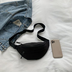 Casual Nylon Crossbody Bag Double Zipper Solid Small Bag