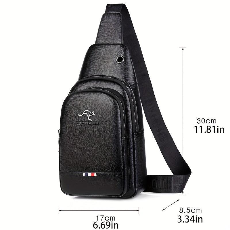 Men's PU Leather Chest Bag Business Shoulder Bag Travel Mountaineering