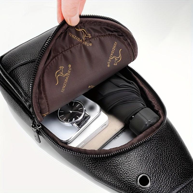 Men's PU Leather Chest Bag Business Shoulder Bag Travel Mountaineering