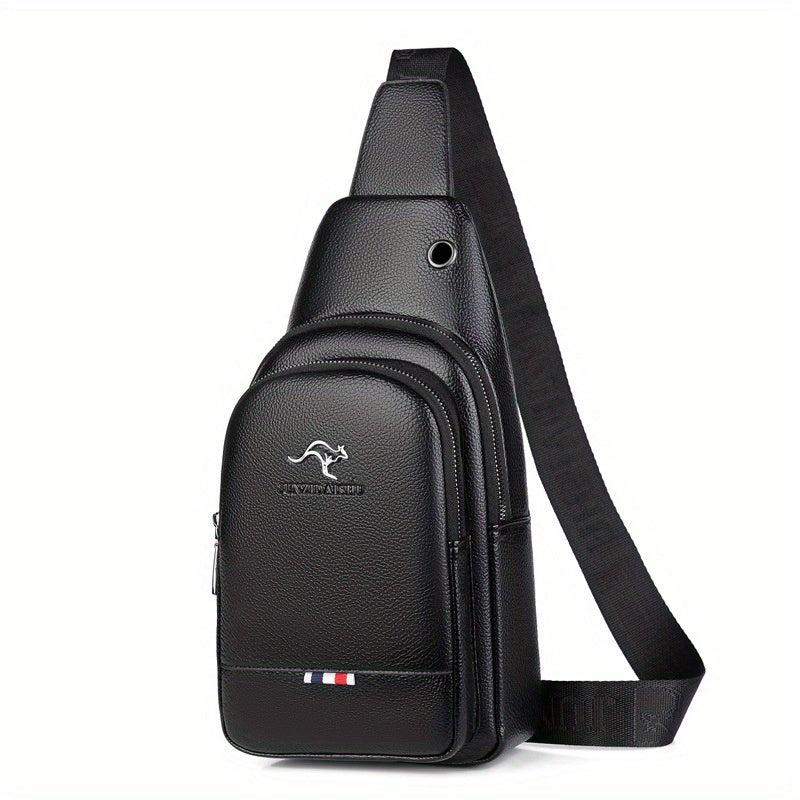 Men's PU Leather Chest Bag Business Shoulder Bag Travel Mountaineering