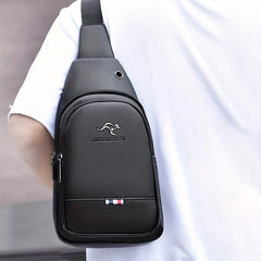 Men's PU Leather Chest Bag Business Shoulder Bag Travel Mountaineering