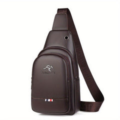 Men's PU Leather Chest Bag Business Shoulder Bag Travel Mountaineering