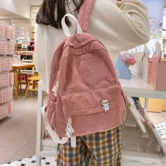 Large Capacity Corduroy Backpack for Students