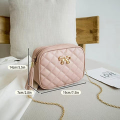 Mini Argyle Quilted Small Square Bag Crossbody Bag Metal Decor Coin Purse
