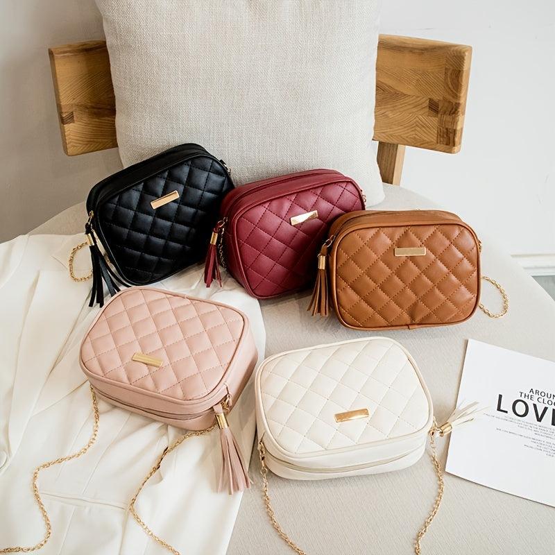 Mini Argyle Quilted Small Square Bag Crossbody Bag Metal Decor Coin Purse