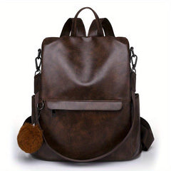 Solid Backpack Purse Women's Two way Shoulder Bag Anti theft 