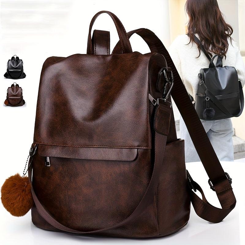 Solid Backpack Purse Women's Two way Shoulder Bag Anti theft 