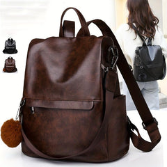 Solid Backpack Purse Women's Two way Shoulder Bag Anti theft 