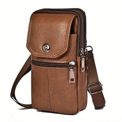 Men's Leather Messenger Bag Phone Pouch Travel Waist Bag Wallet