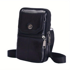Men's Leather Messenger Bag Phone Pouch Travel Waist Bag Wallet