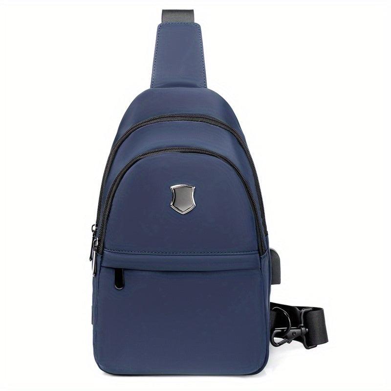 Men's Casual Chest Bag With USB Charging Waterproof Crossbody Shoulder Bag