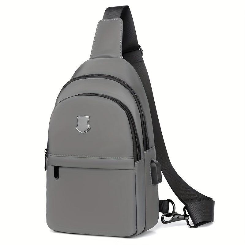 Men's Casual Chest Bag With USB Charging Waterproof Crossbody Shoulder Bag
