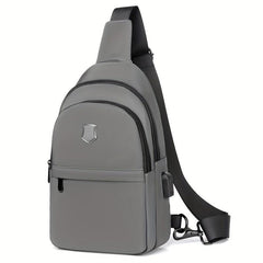 Men's Casual Chest Bag With USB Charging Waterproof Crossbody Shoulder Bag