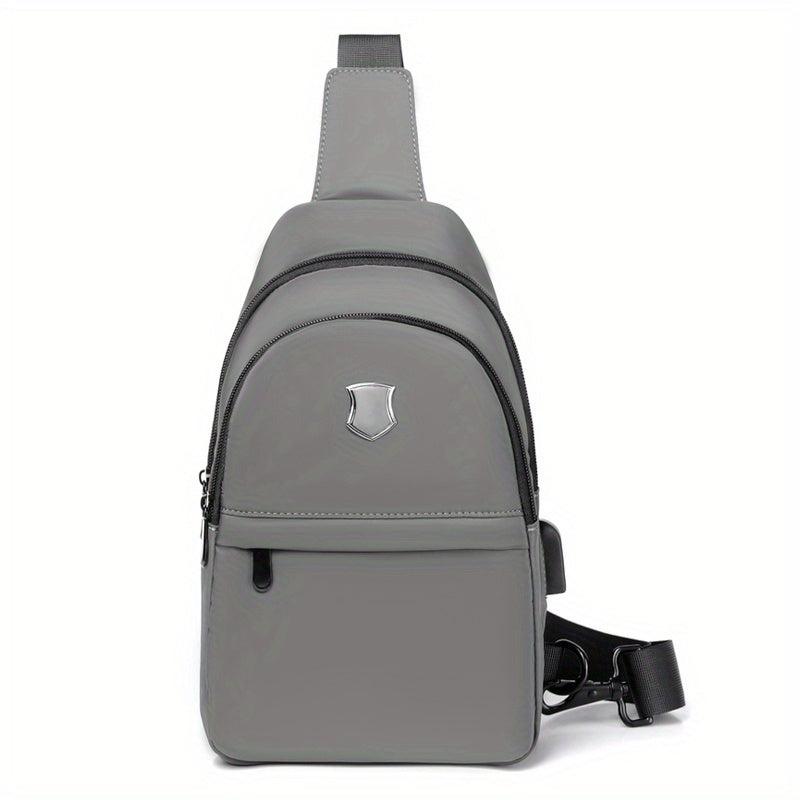 Men's Casual Chest Bag With USB Charging Waterproof Crossbody Shoulder Bag