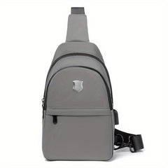 Men's Casual Chest Bag With USB Charging Waterproof Crossbody Shoulder Bag