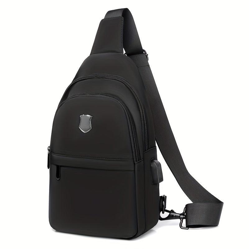 Men's Casual Chest Bag With USB Charging Waterproof Crossbody Shoulder Bag