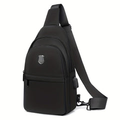Men's Casual Chest Bag With USB Charging Waterproof Crossbody Shoulder Bag