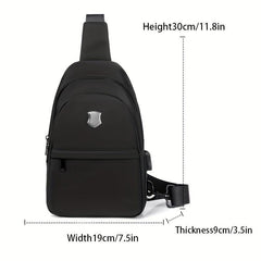 Men's Casual Chest Bag With USB Charging Waterproof Crossbody Shoulder Bag