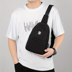 Men's Casual Chest Bag With USB Charging Waterproof Crossbody Shoulder Bag