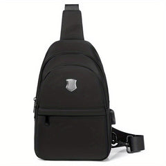 Men's Casual Chest Bag With USB Charging Waterproof Crossbody Shoulder Bag