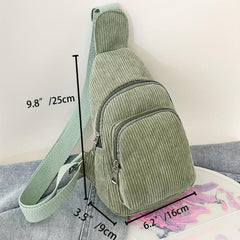 Soft Corduroy Crossbody Chest Bag with Adjustable Strap