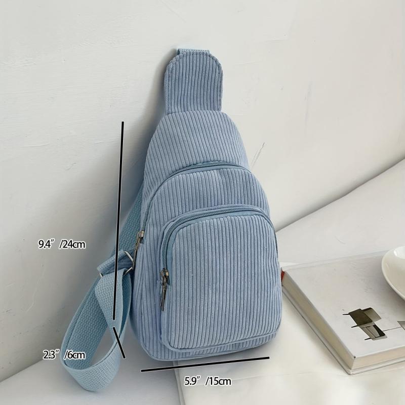 Soft Corduroy Crossbody Chest Bag with Adjustable Strap