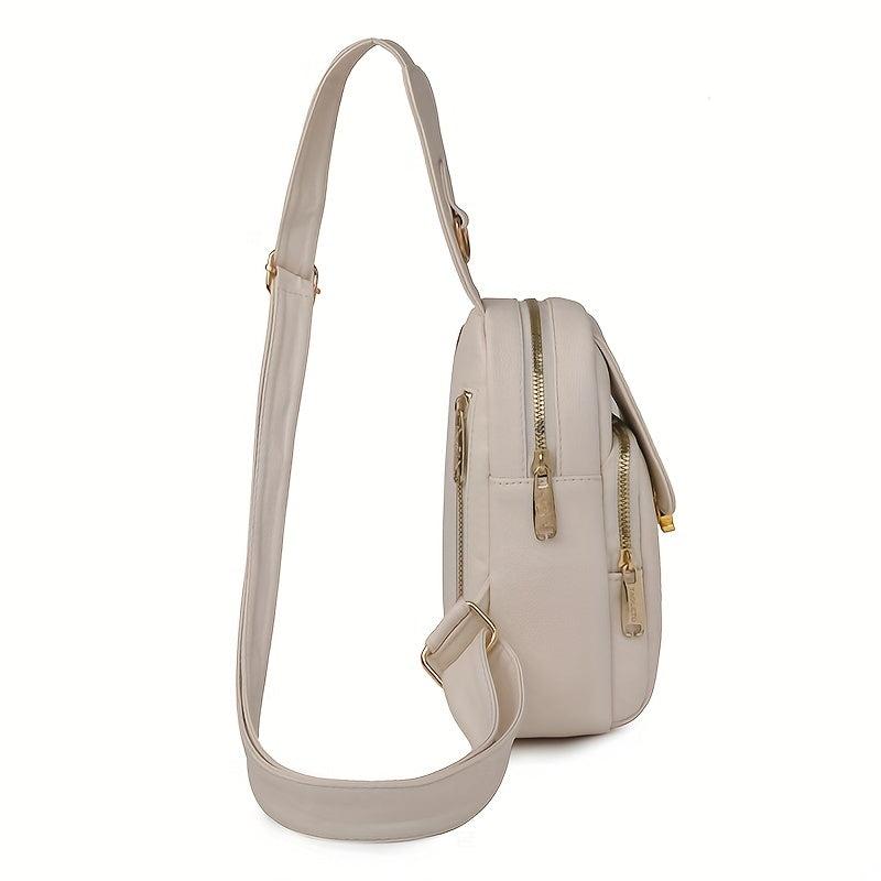 Casual PU Leather Chest Bag Large Capacity Rabbit Decor Shoulder Bag