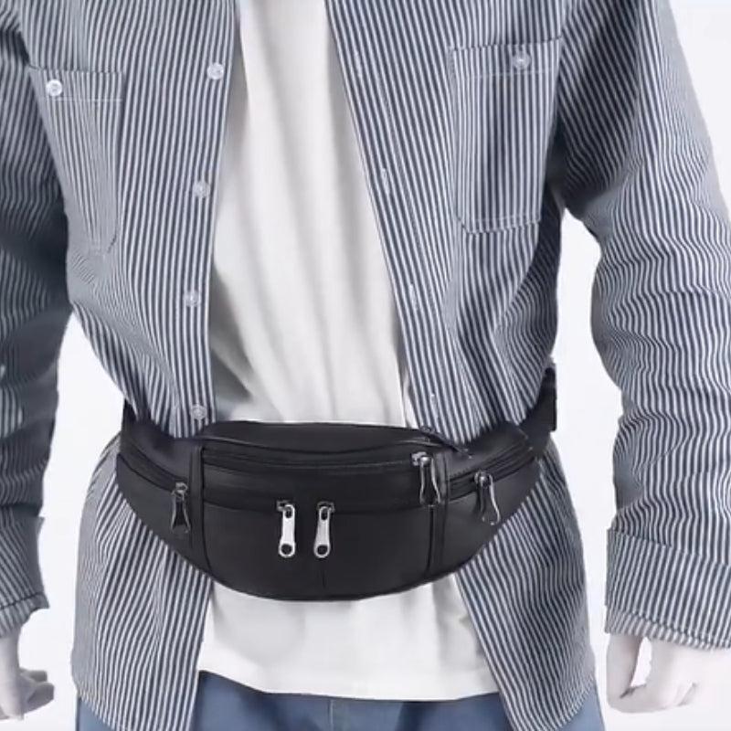 Waterproof PU Leather Chest Bag Crossbody Waist Bag Outdoor Sports Bag