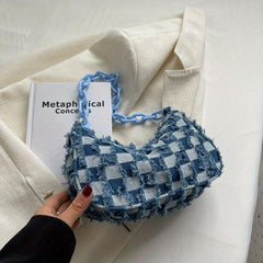 Plaid Pattern Underarm Bag Casual Baguette Bag Single Shoulder Bag