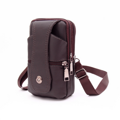Men Leather Belt Bag Fanny Pack Multifunctional Mobile Phone Cover