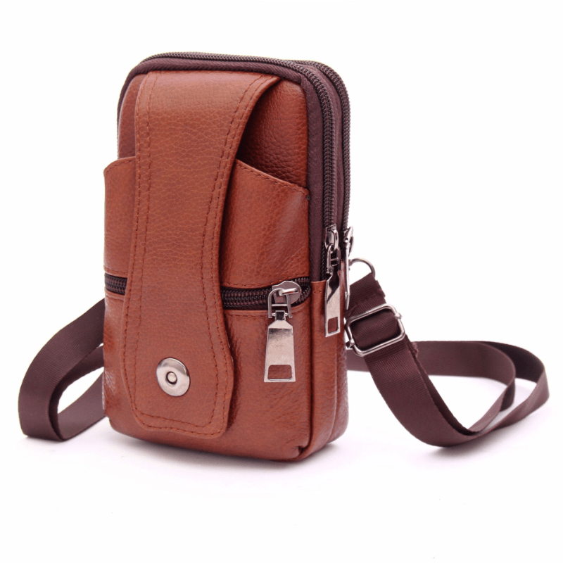 Men Leather Belt Bag Fanny Pack Multifunctional Mobile Phone Cover