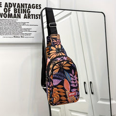 Floral Printed Sling Bag Chest Bag for Outdoor Sports Travel