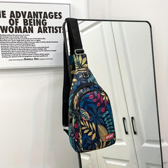 Floral Printed Sling Bag Chest Bag for Outdoor Sports Travel