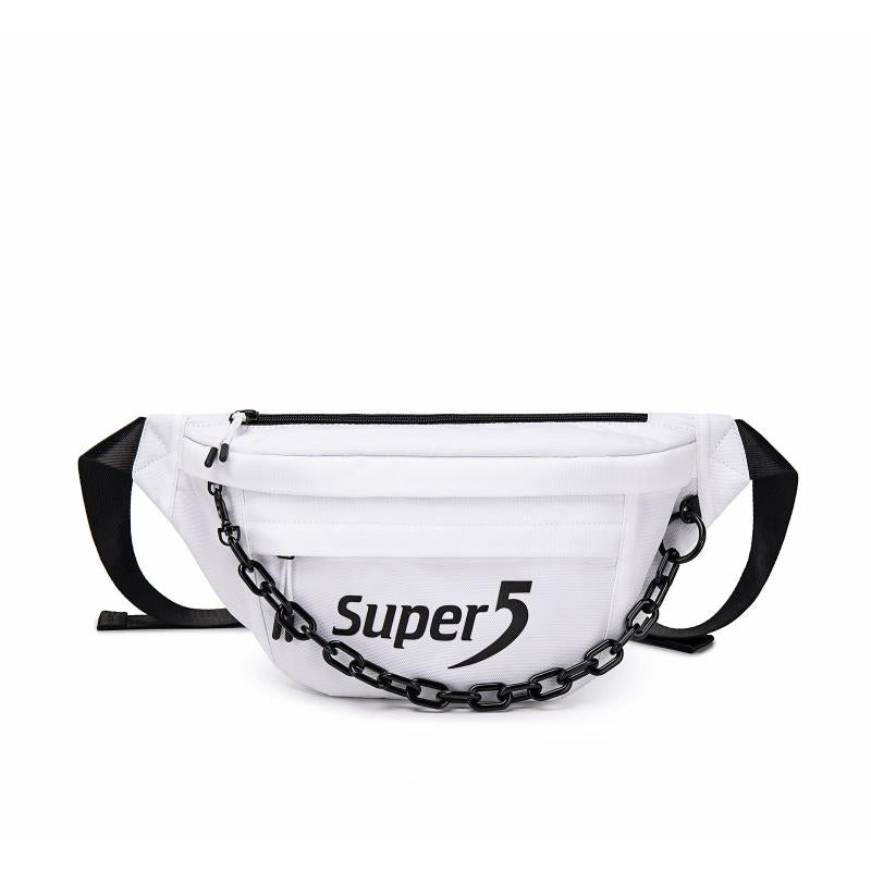 Unisex Waist Bag with Adjustable Shoulder Strap and Chain Decoration