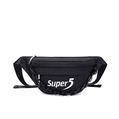 Unisex Waist Bag with Adjustable Shoulder Strap and Chain Decoration