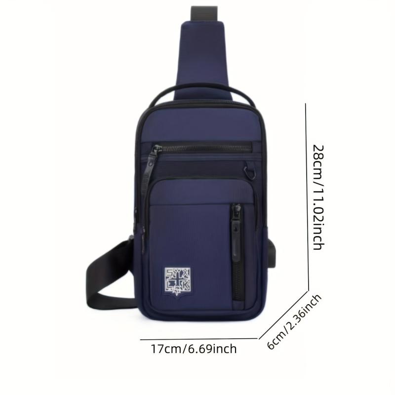 Men's Casual Chest Bag With USB Charging Port Phone Bag for Outdoor Sports
