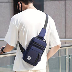 Men's Casual Chest Bag With USB Charging Port Phone Bag for Outdoor Sports