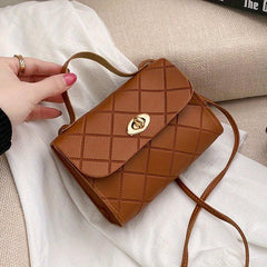 Casual Rhombus Embossed Shoulder Bag Flap Crossbody Bag