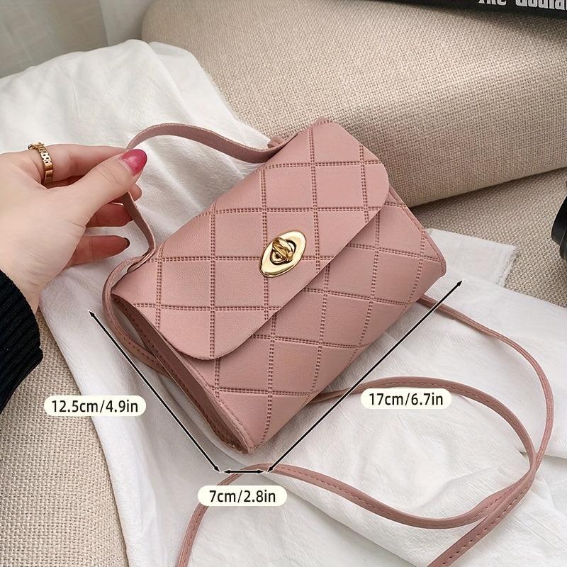 Casual Rhombus Embossed Shoulder Bag Flap Crossbody Bag