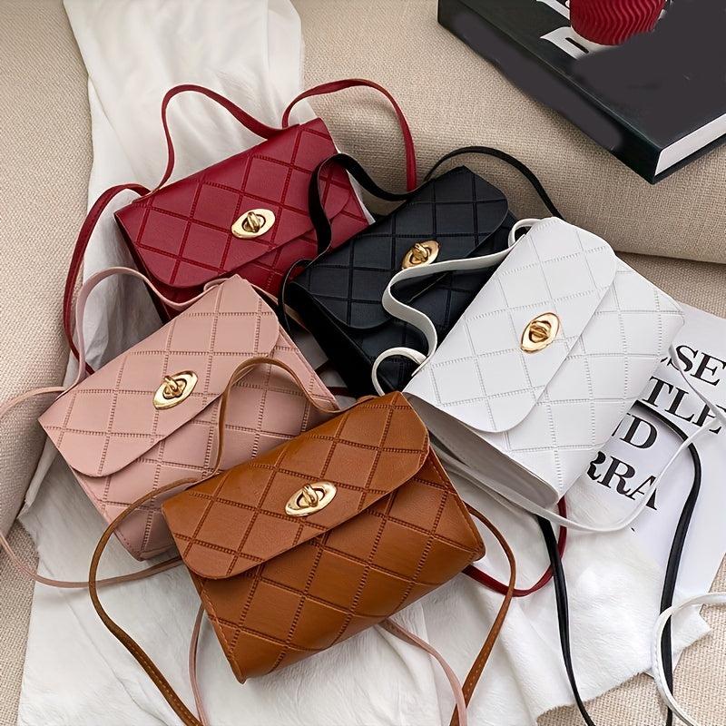 Casual Rhombus Embossed Shoulder Bag Flap Crossbody Bag