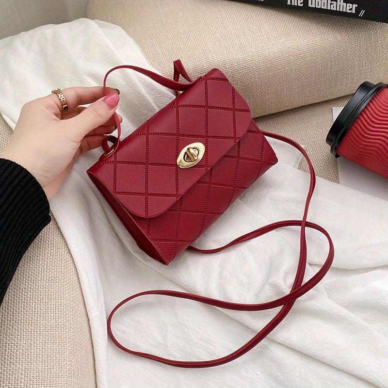 Casual Rhombus Embossed Shoulder Bag Flap Crossbody Bag