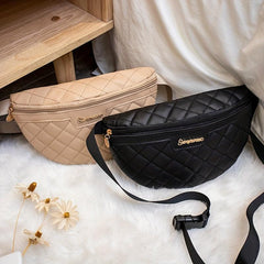 PU Leather Waist Bag Embroidered Fanny Pack Chest Bag Zipper Shoulder Bag